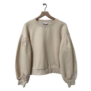 TopShop Cream Puff Sleeve Casual Relaxed Fit Sweater Size Medium